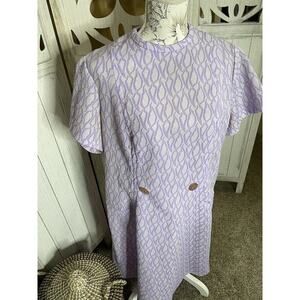 Vintage Mr. Kolbert Purple White Pattern Secretary Cottagecore Dress Large XL